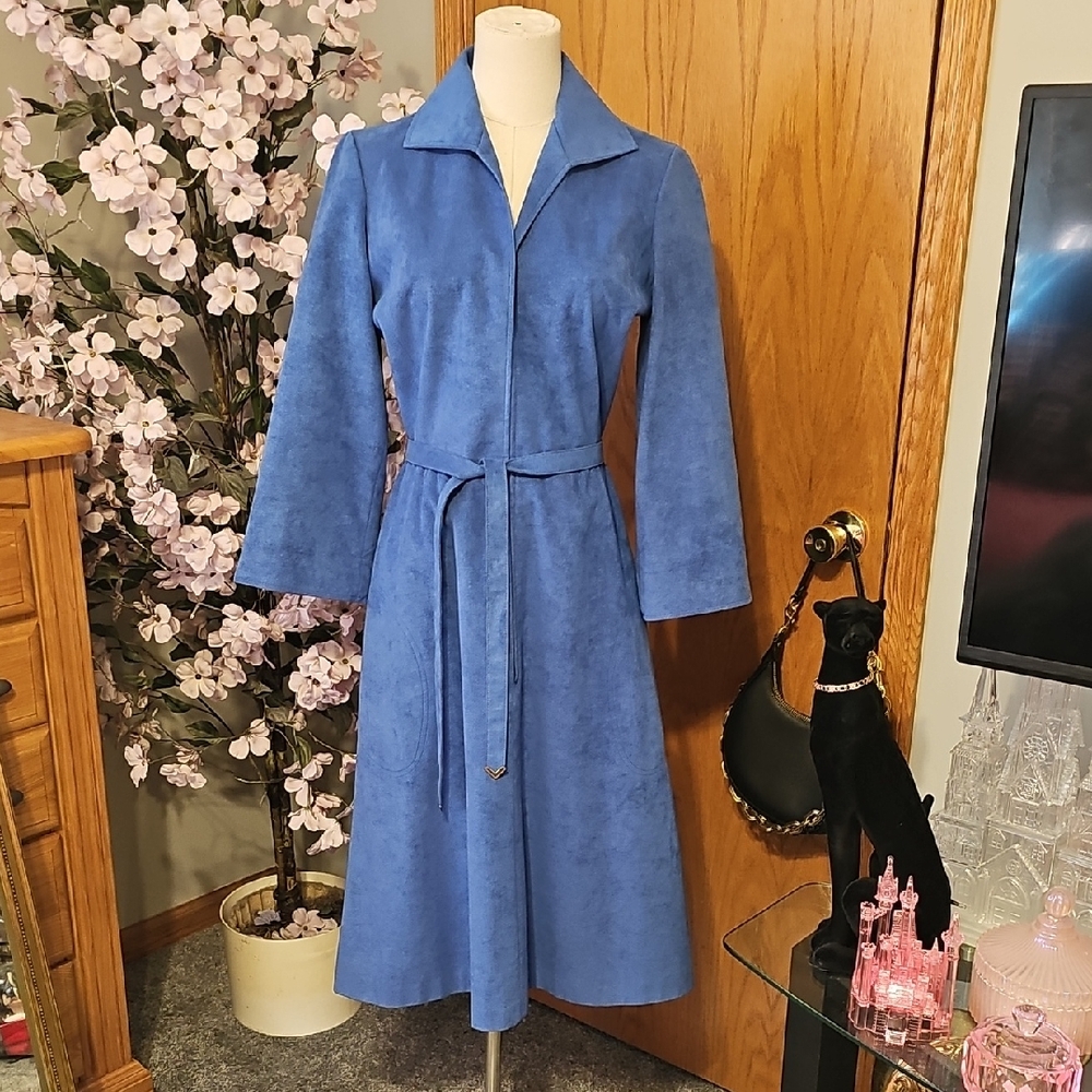 Vintage Mint Condition Vera Maxwell Blue Ultra Suede Dress